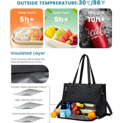 2-in-1 Women's Tote Bag - Laptop + Lunch, One Elegant Bag
