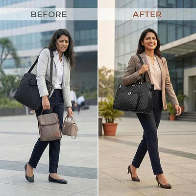 2-in-1 Women's Tote Bag - Laptop + Lunch, One Elegant Bag