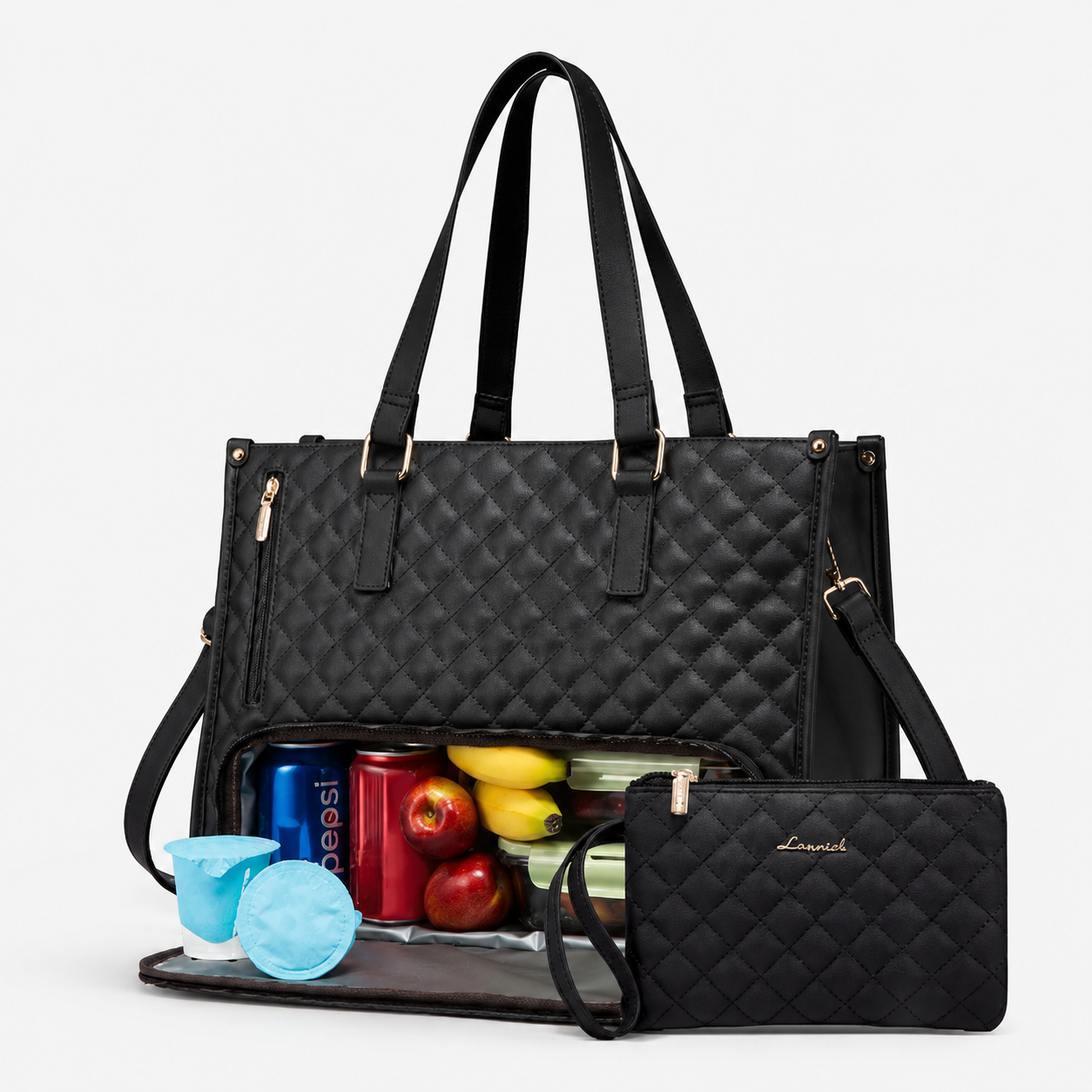 2-in-1 Women's Tote Bag - Laptop + Lunch, One Elegant Bag