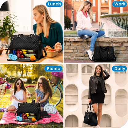 2-in-1 Women's Tote Bag - Laptop + Lunch, One Elegant Bag