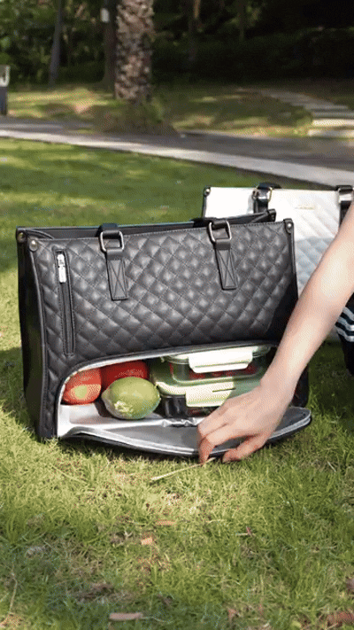 2-in-1 Women's Tote Bag - Laptop + Lunch, One Elegant Bag
